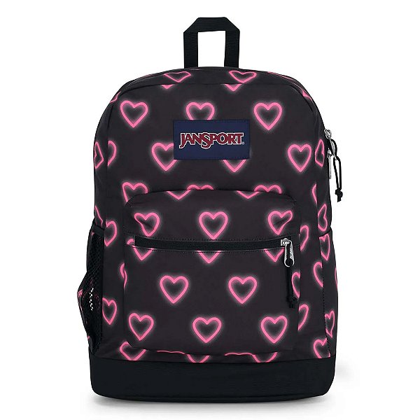Mochila Jansport Cross Town Plus Happy Hearts Black Preto