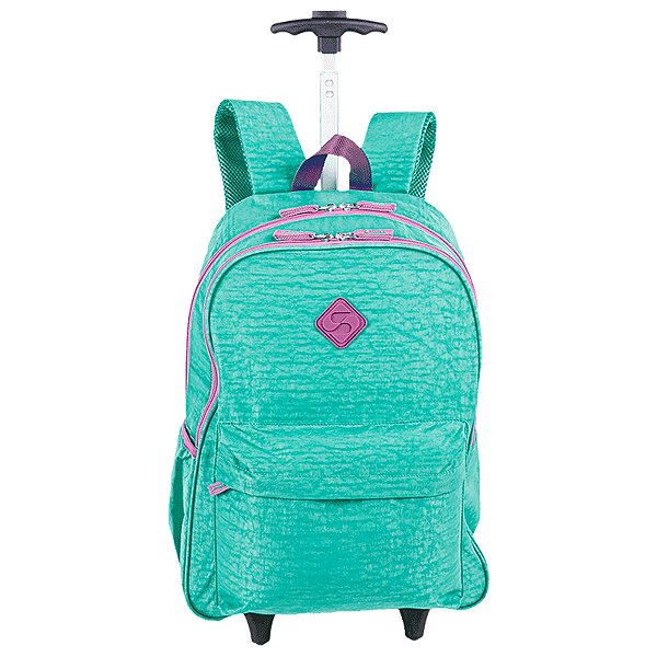 Mochila Sestini com Rodinhas Rollingg Crinkle Azul Turquesa