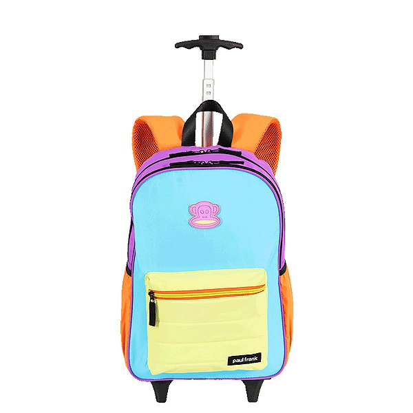 Mochila Sestini com Rodinhas Paul Frank Authentic Orange Mix