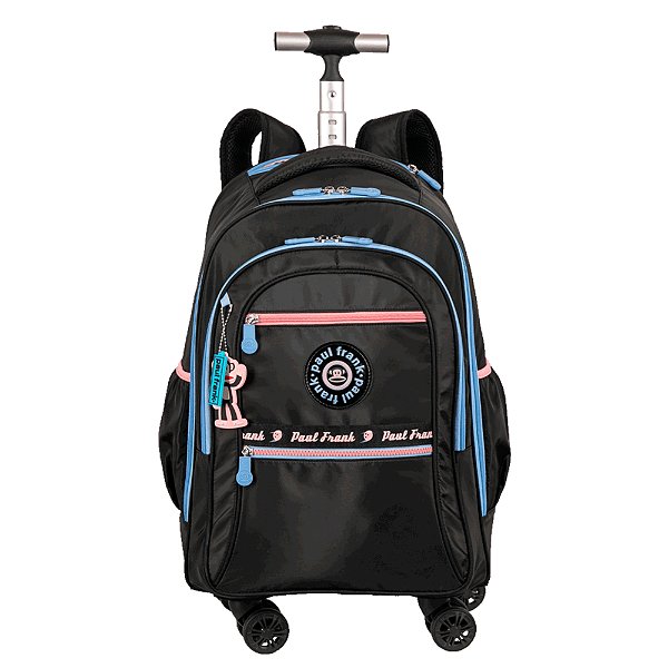 Mochila com Carrinho Sestini Paul Frank Fun Preto e Rosa
