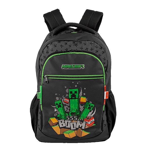 Mochila Sestini Grande 2 Compartimento Minecraft Icons Preto