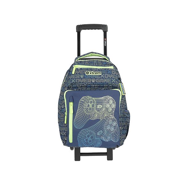 Mochila com Carrinho Xtrem New Run 4xt Player Azul e Verde
