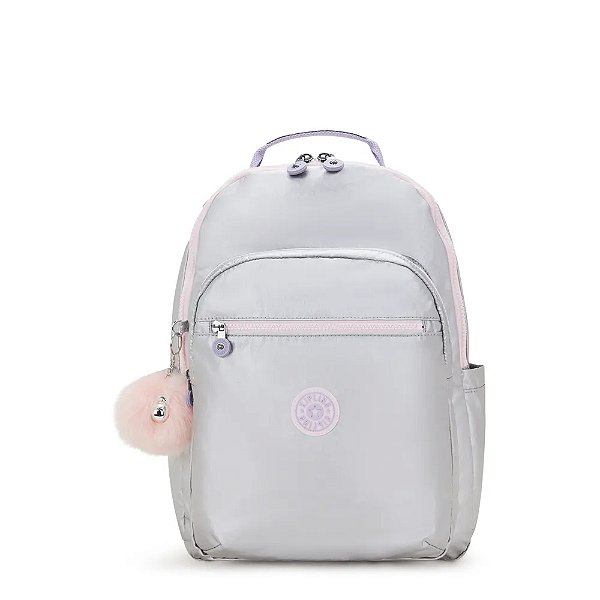 Mochila Kipling Seoul Silver Glow Met Feminino Prata