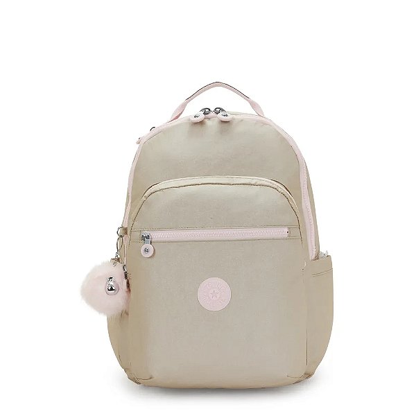 Mochila Kipling Seoul Gold Shimmer Feminino Dourado