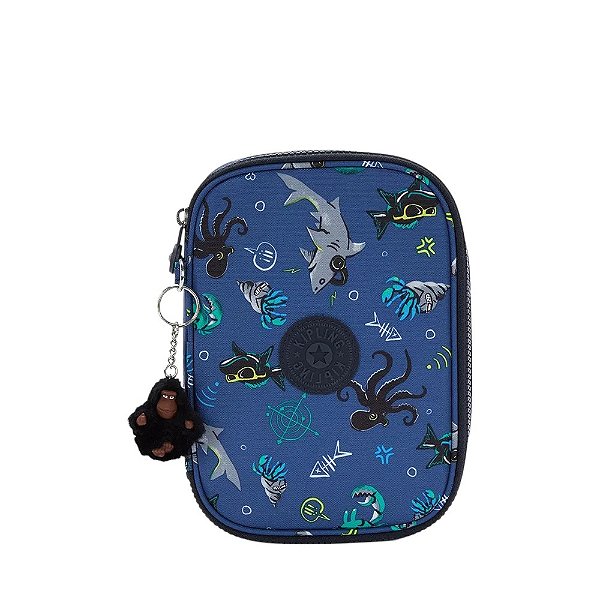 Estojo Kipling 100 Pens Undersea Party Azul