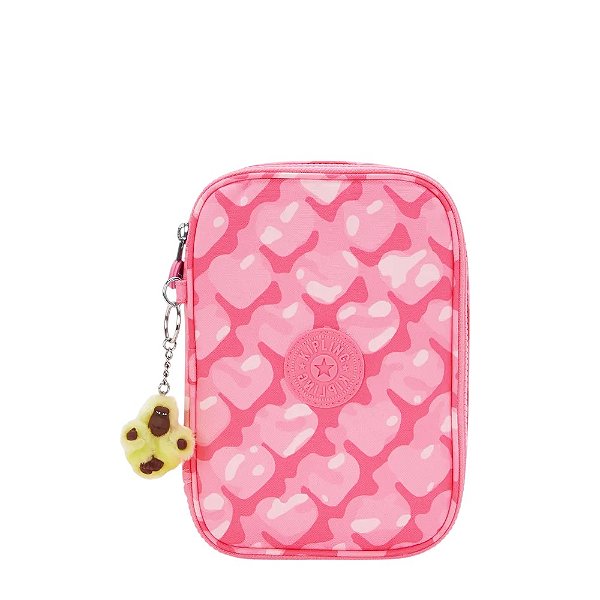 Estojo Kipling 100 Pens Estampado Adorable Hearts Rosa