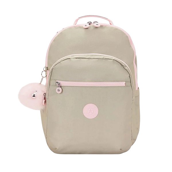 Mochila Kipling Seoul XL Gold Shimmer Rosa e Dourado
