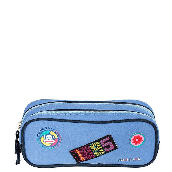 Estojo Sestini 2 Comp Paul Frank Casual Patches Azul
