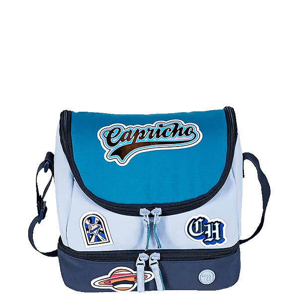 Lancheira Sestini 2 Comp Capricho Class Cosmic Patches Azul