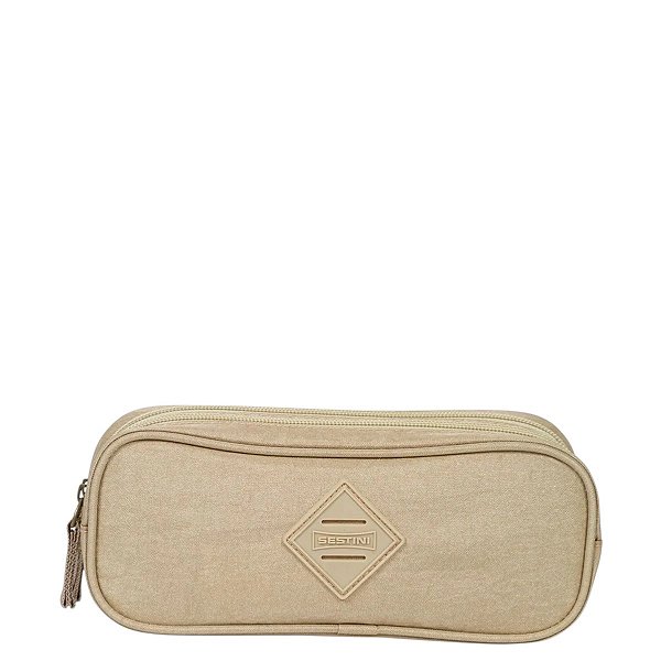 Estojo Sestini 2 Compartimentos Unissex Dourado