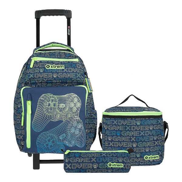 Kit Xtrem Mochila 3 Peças New Run Pack 4xt Gamer Azul