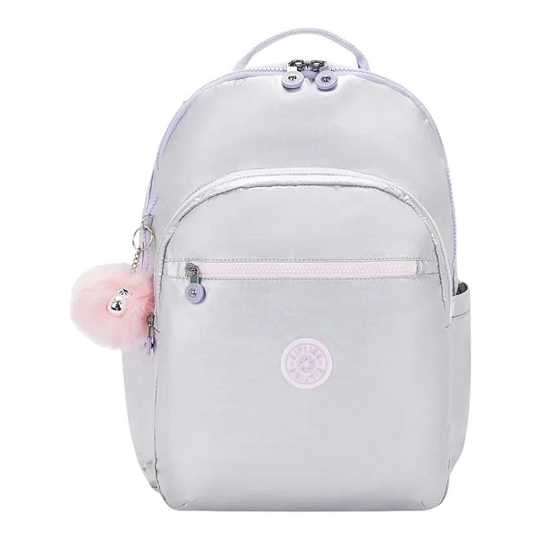 Mochila Kipling Seoul XL Silver Glow Met Prata