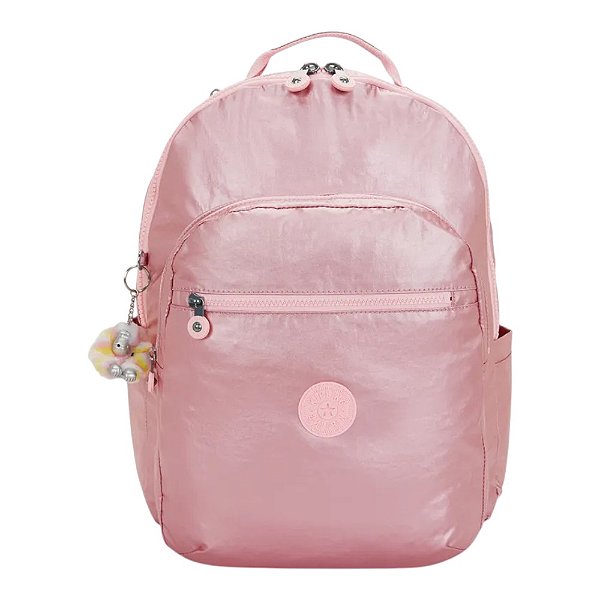 Mochila Kipling Seoul XL Bronze Pink Met Feminino Rosa