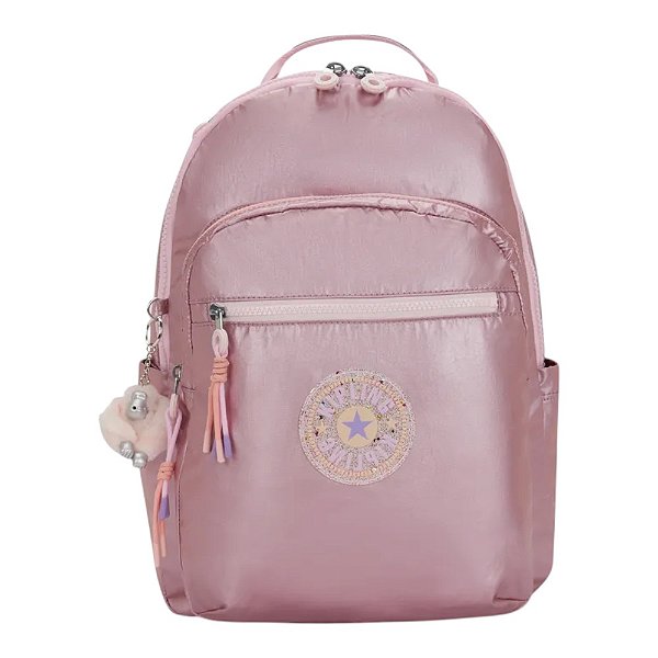 Mochila Kipling Seoul Bronze Pink Met C Feminino Rosa