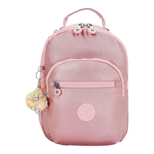 Mochila Kipling Seoul S Bronze Pink Met Feminino Rosa