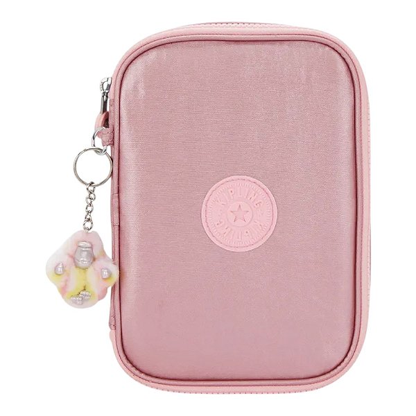 Estojo Kipling 100 Pens Bronze Pink Met Feminino Rosa
