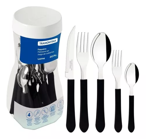 Faqueiro 20 Peças Leme Preto Tramontina
