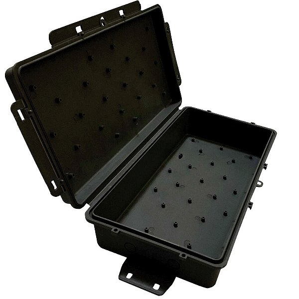 Caixa Hermética Plástica Preta Longa 32 X 17 X 8cm Multitoc