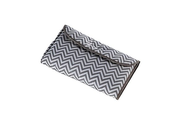 Trocador De Fraldas Portátil Impermeável Chevron Cinza