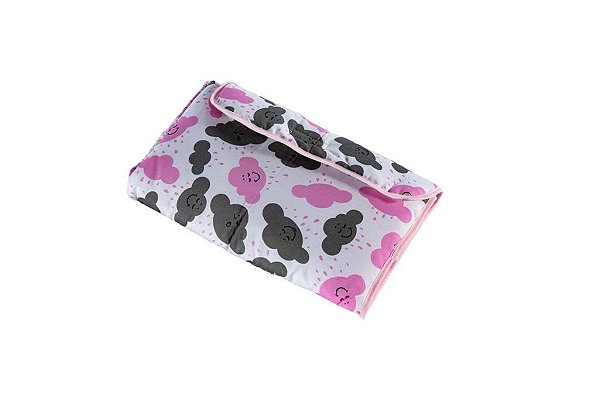 Trocador De Fraldas Portátil Impermeável Acolchoado Bolsa Nuvem Rosa