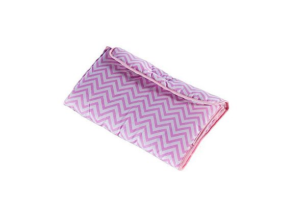 Trocador De Fraldas Portátil Impermeável Chevron Rosa