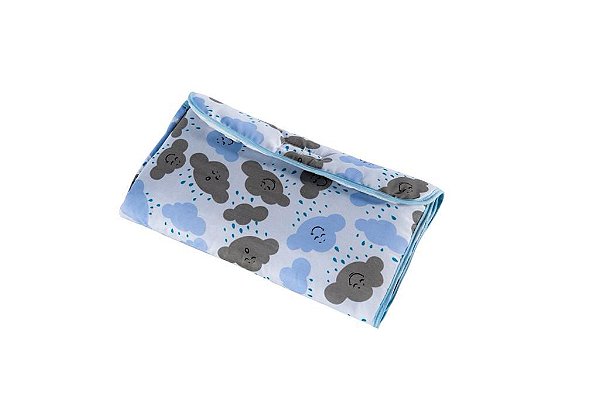Trocador De Fraldas Portátil Impermeável Nuvem Azul