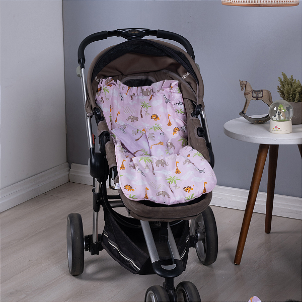 Capa De Carrinho Novo Colchonete De Bebê Safari Rosa