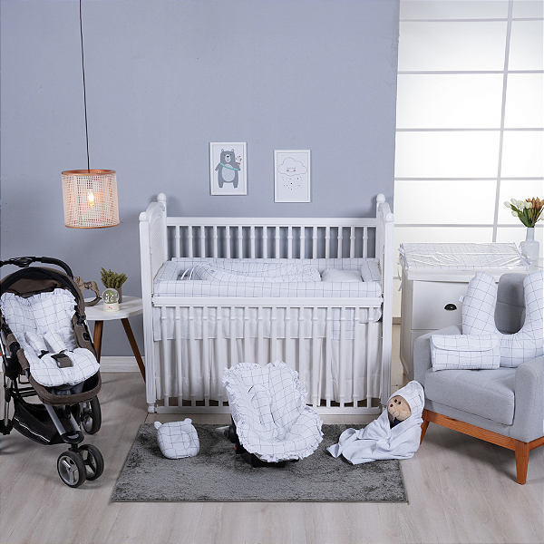 Kit Enxoval de Bebê Coleção Xadrez Branco