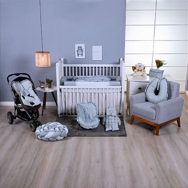 Kit Enxoval de Bebê Coleção Cor Lisa Cinza