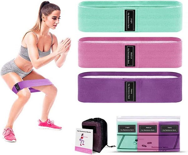 3 Faixas Elásticas mini band Exercícios Casa perna gluteos