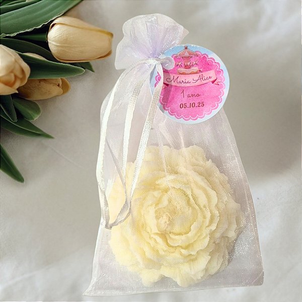 VELA PEÔNIA PERSONALIZADA ORGANZA 70G