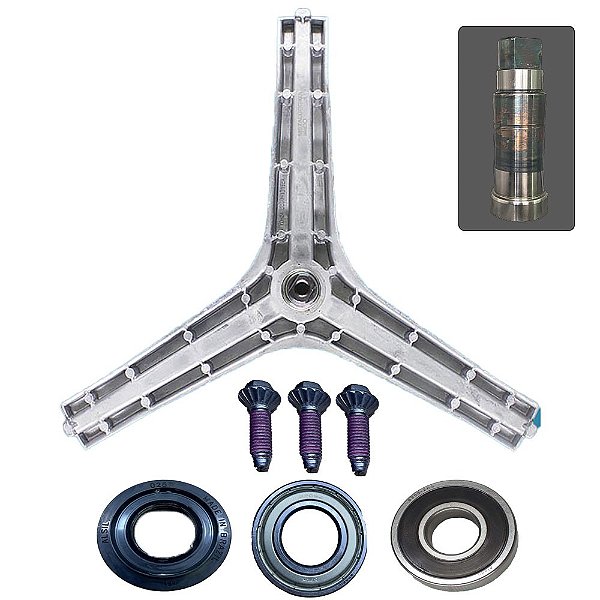 Kit Eixo Tripé Lava e Seca compatível Samsung DC97 14369D 15185A