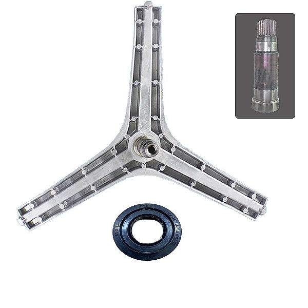 Kit Eixo Tripé Lava e Seca compatível Samsung DC97-14370E/H + retentor