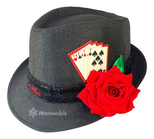 Chapéu Maria Navalha Malandra Preto Decorado