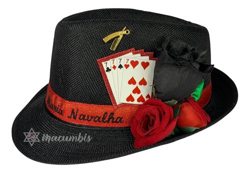 Chapéu Maria Navalha Decorado Preto