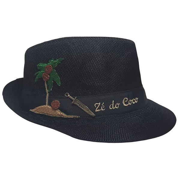 Chapeu Preto Baiano Ze Do Coco Decorado Fita Coqueiro Umbanda