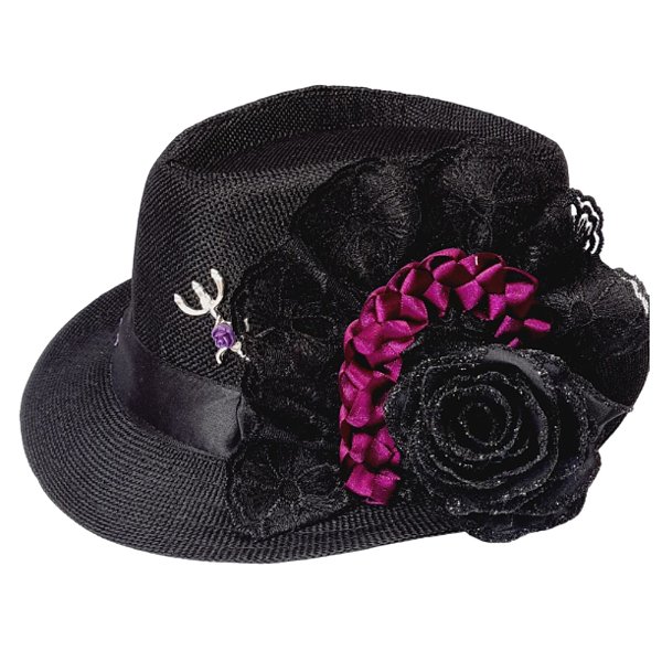 Chapeu Pomba Gira Roxo Maria Mulambo Fita bordada Umbanda