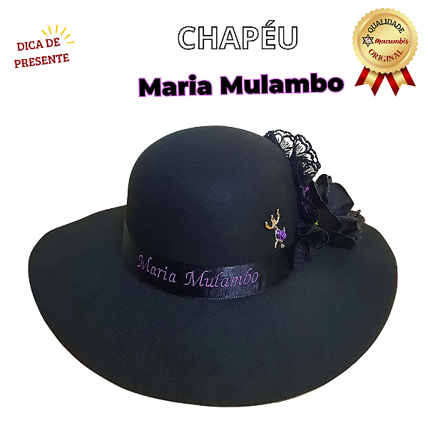 Chapeu Pomba Gira Maria Mulambo Flop Fita bordada Umbanda