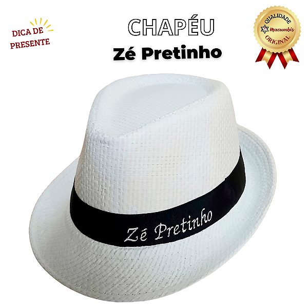 Chapeu Zé Pretinho Malandro Bordado Fita Preta Personalizado
