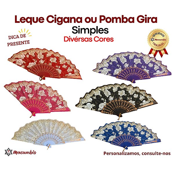 Leque para Cigana ou Pomba Gira Diversas Cores Macumbis
