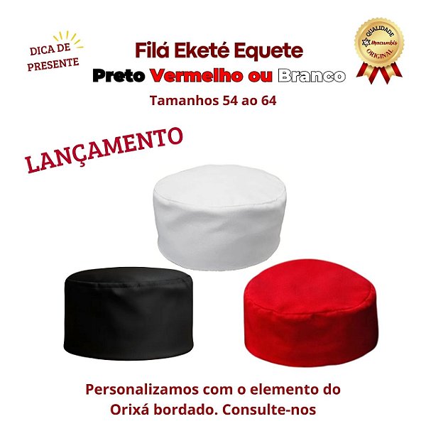 Filá Eketé Equele Branco Preto Vermelho Umbanda Candomblé