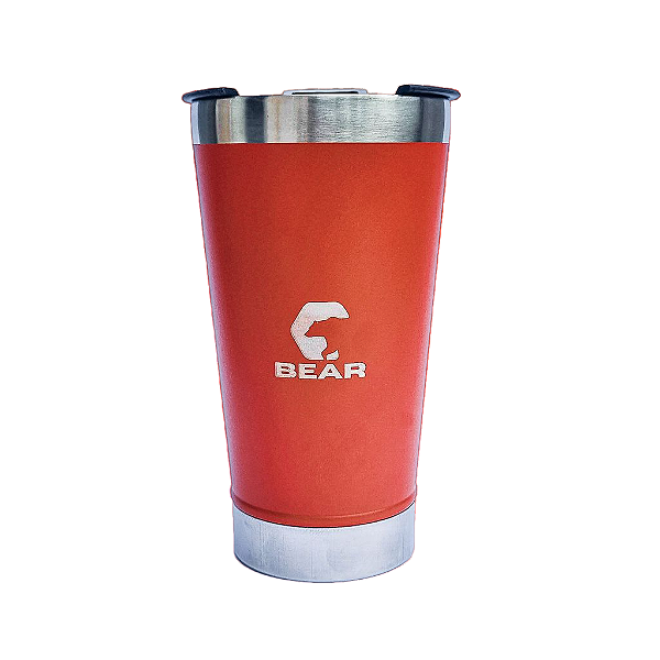 Copo Térmico Inox Bear Kodiak com Abridor e Tampa Laranja 580 ml