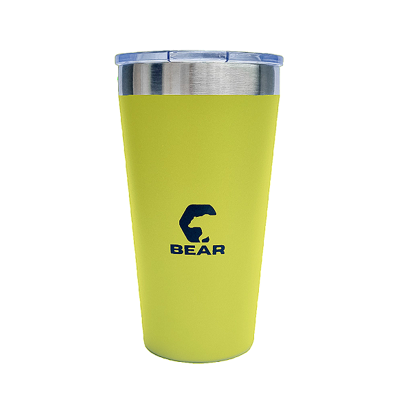 Copo Térmico Inox Bear Homer com Tampa Acrílica Amarelo 470 ml