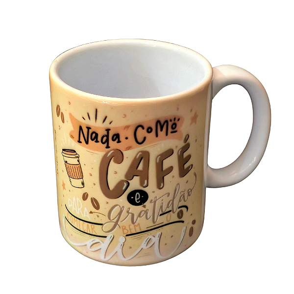 Caneca de porcelana 310ml - Nada Como Café e Gratidão!