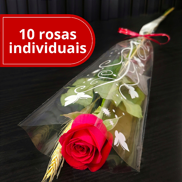 10 Rosas Individuais Vermelhas
