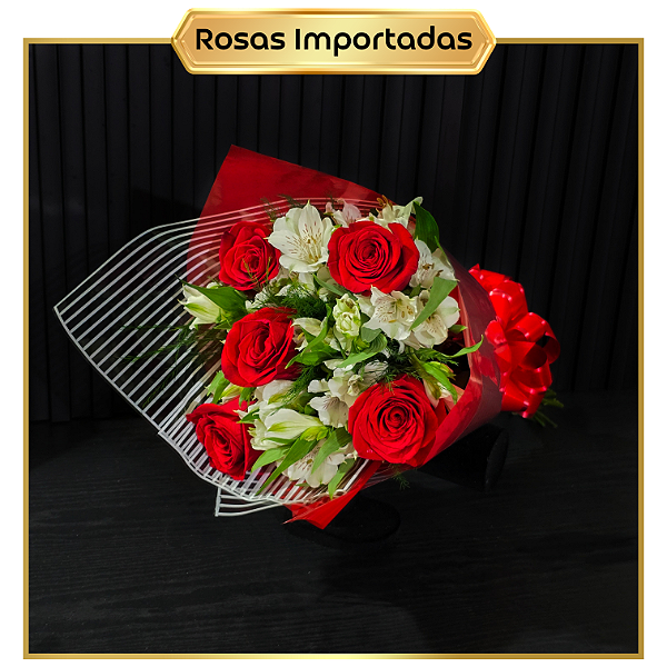 Buquê Aruna - Rosas IMPORTADAS e Astromelias