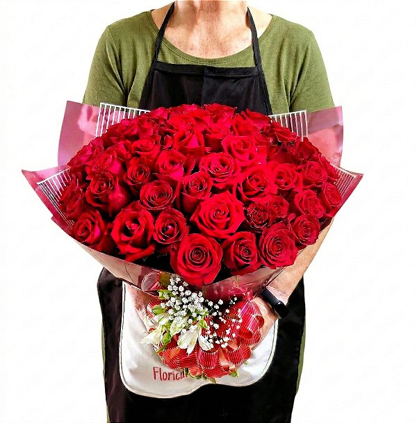 Buquê Imponenza - 50 Rosas Nacionais