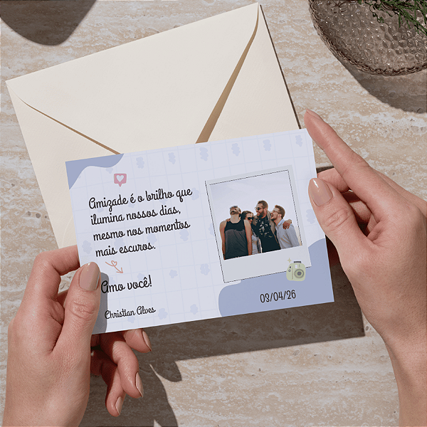 💌 ADICIONAL - Cartão Amizade 3 | Com Foto Personalizada