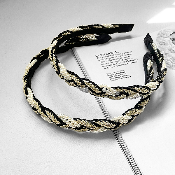 Tiara Trança Pérolas