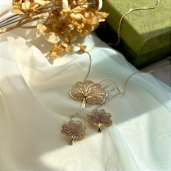 Conjunto Colar + Brinco Tree